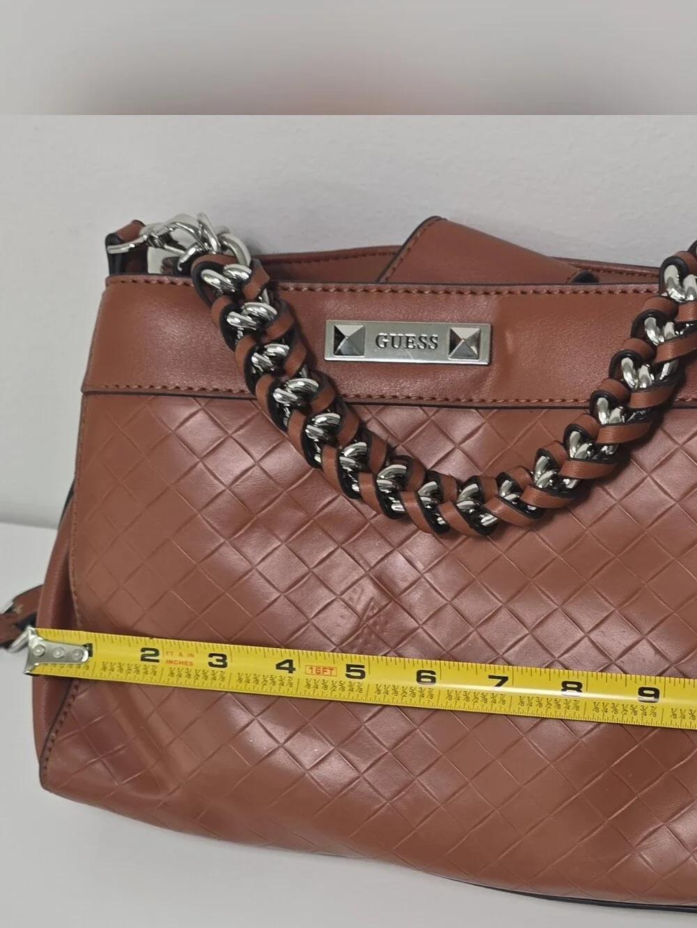 GUESS Women's Woven-Texture Tote in Cognac